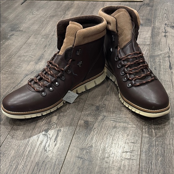Cole Haan Men\'s Dark Brown Leather Hiking Boots